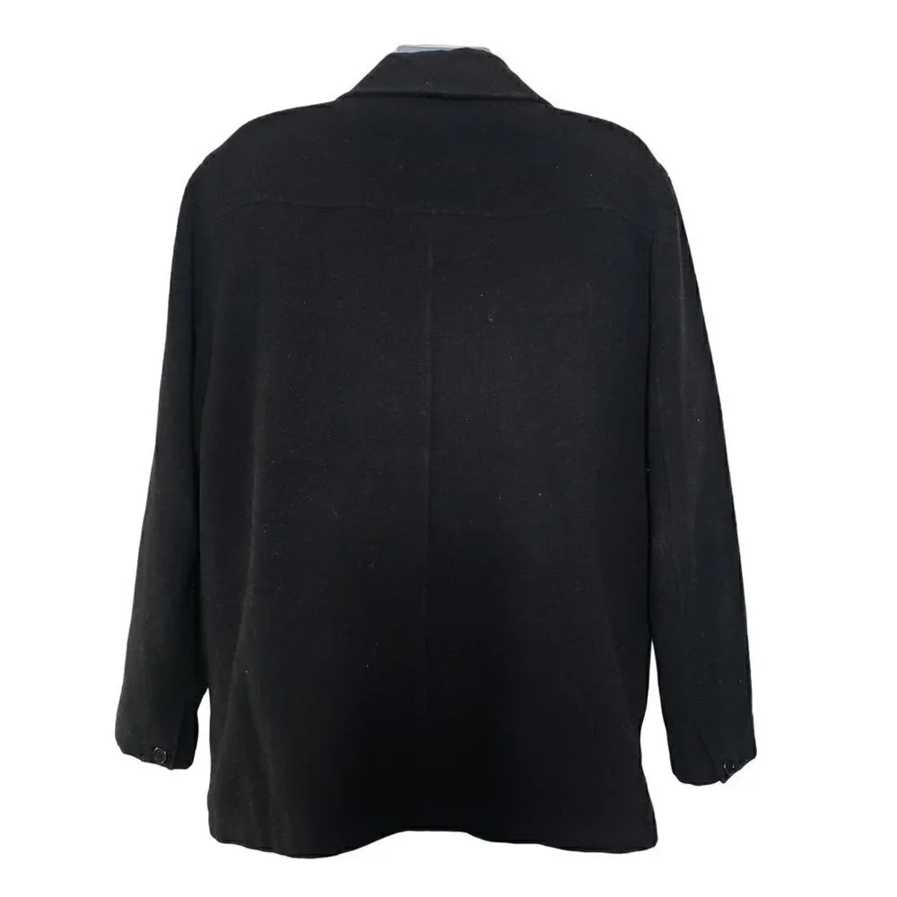 J Crew University Jacket Stadium Cloth Wool Black Coat Mens XL